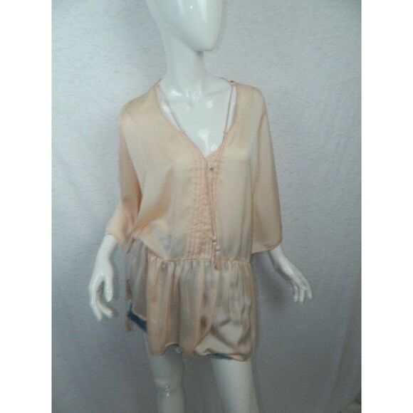 Ecru Lab Shirt Peach Orange Silky Tunic with Tassels Size Small‎ - Picture 7 of 12